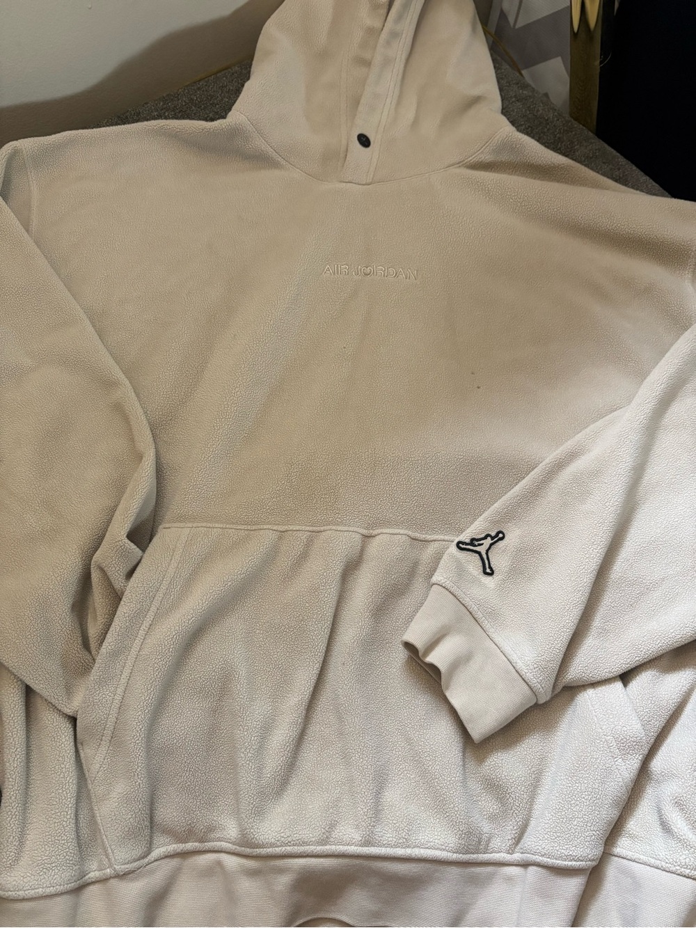 Jordan Cream Crewneck Hoodie with Subtle Embroidery